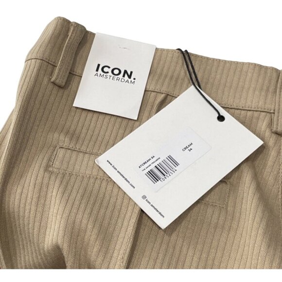 Icon Amsterdam Pants Mens 34 Khaki Tan Amari Trousers Golf Business Casual Slack - Picture 5 of 6